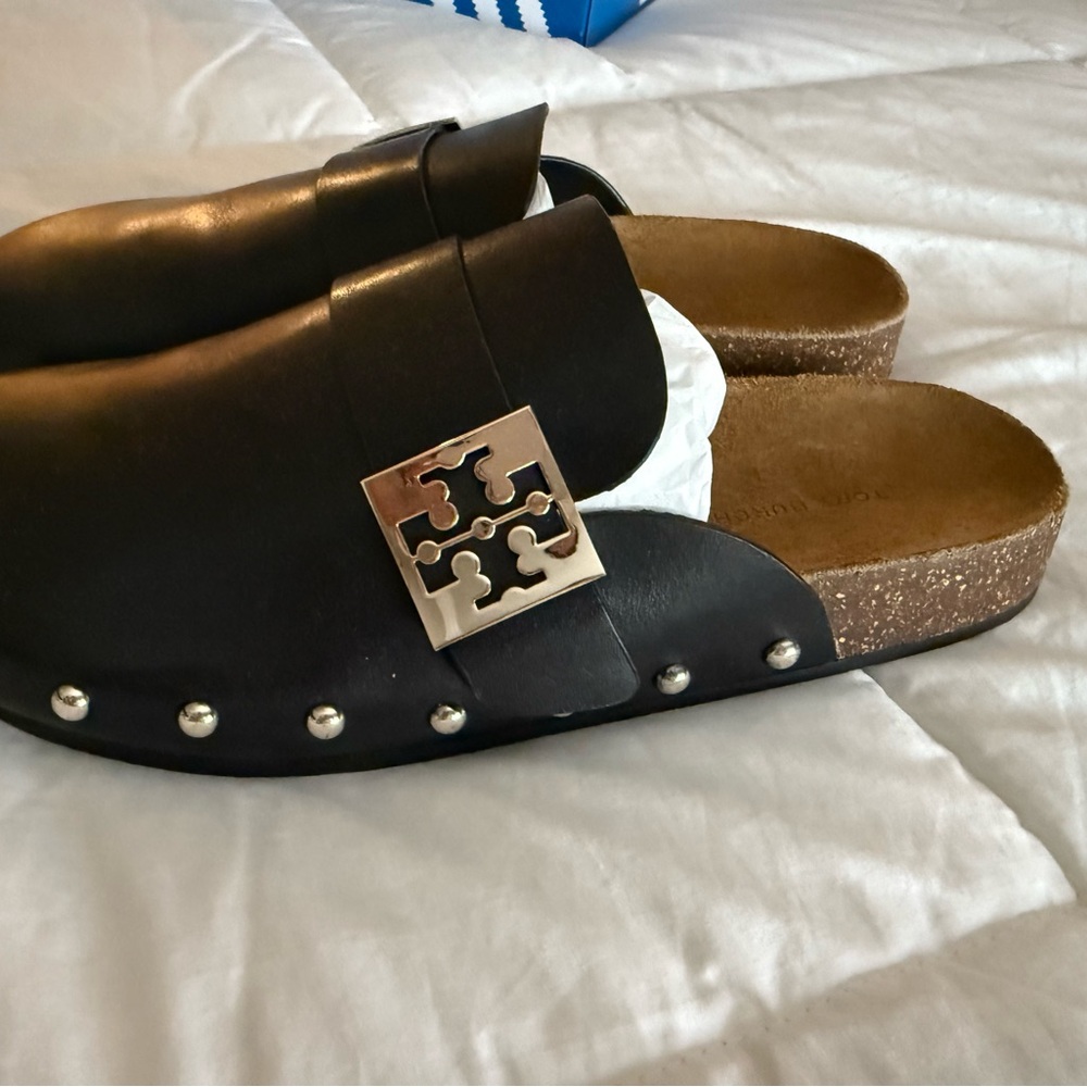 Tory Burch Black Clogs with Silver Studs